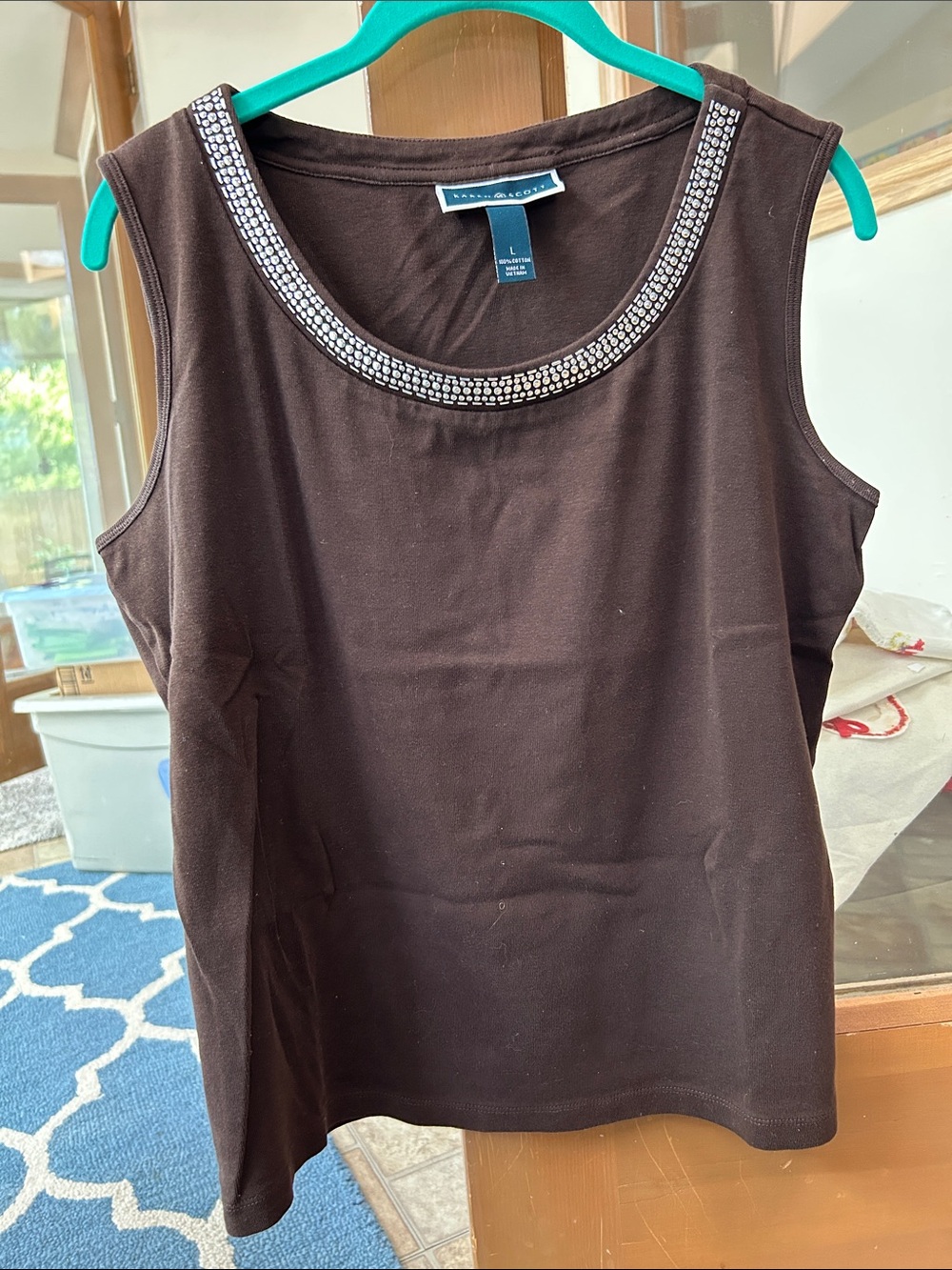 Cotton embellished tank top